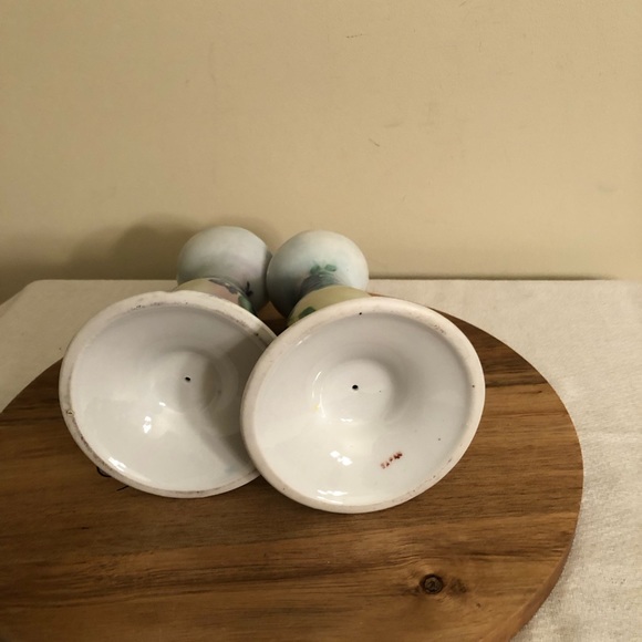 Pair Hand-Painted Ceramic Candle Holders - Picture 4 of 6